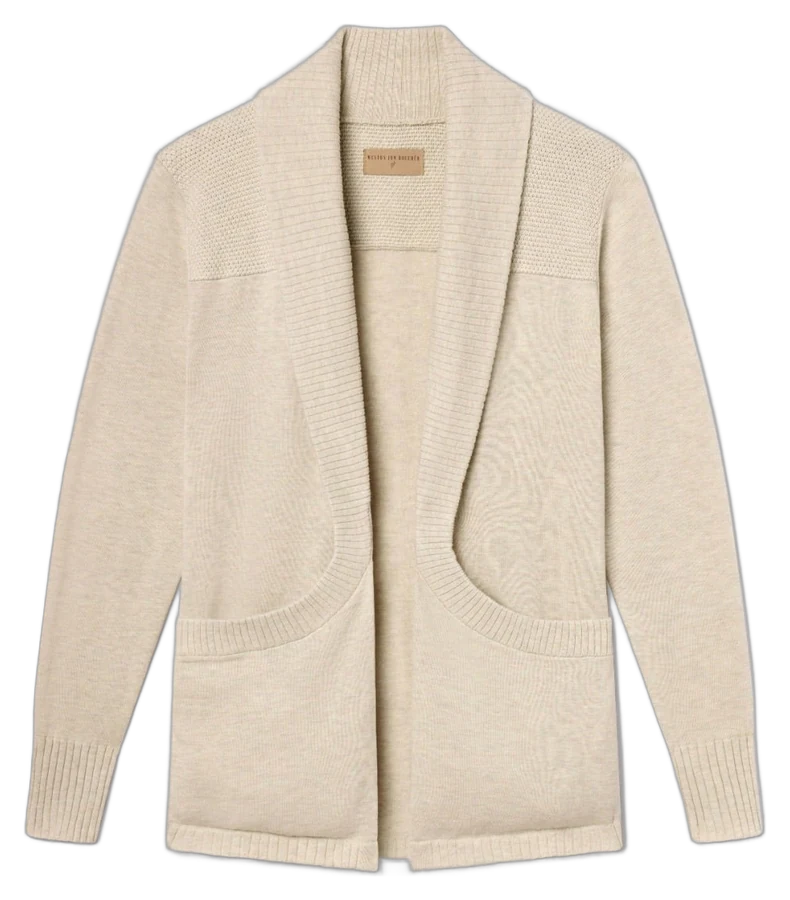 Hemingway Lightweight Slim Fit Cardigan - Oat, official garment photograph with background removed