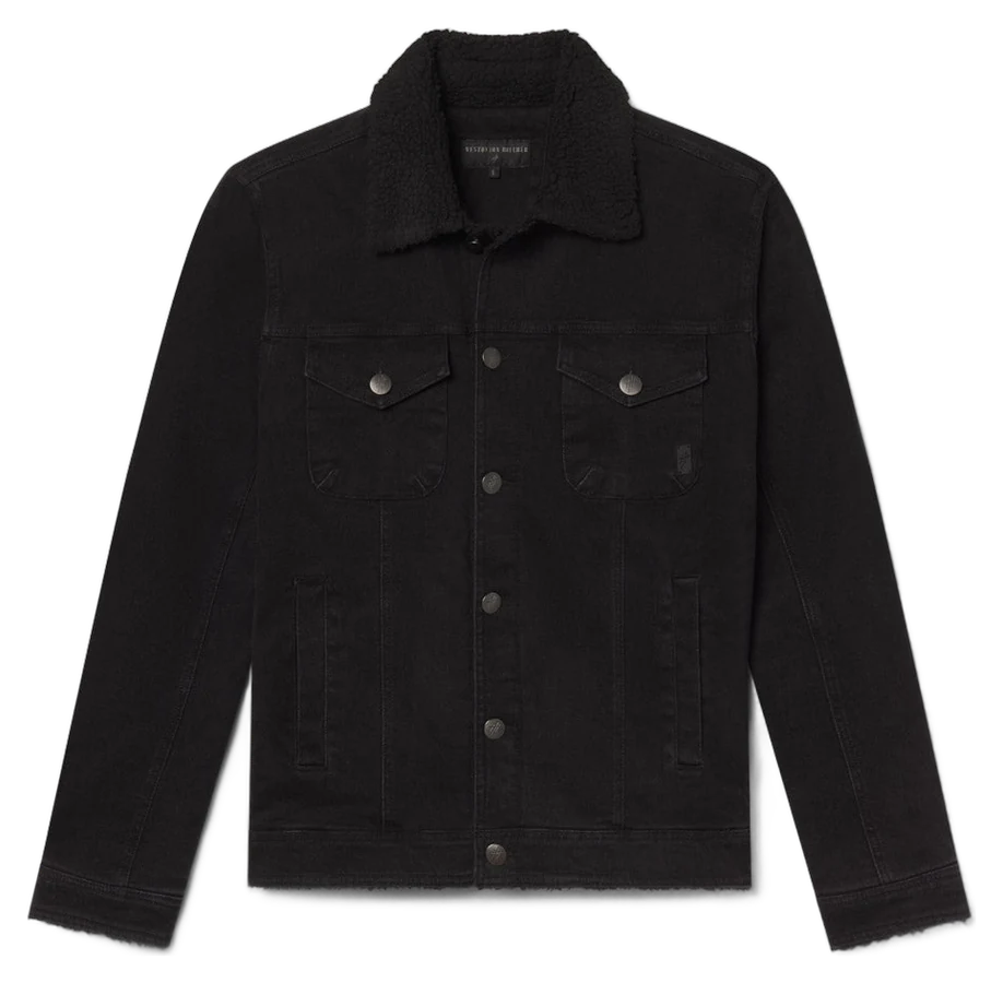 Leucadian Slim Fit Sherpa Denim Jacket - Shadow, official garment photograph with background removed