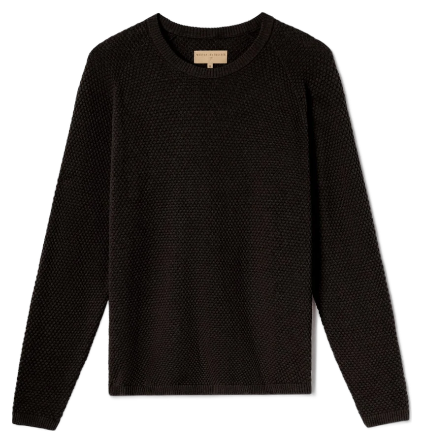 Ripley Crew Neck Cotton & Cashmere Sweater SLIM - Dark Earth, official garment photograph with background removed